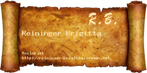 Reininger Brigitta névjegykártya